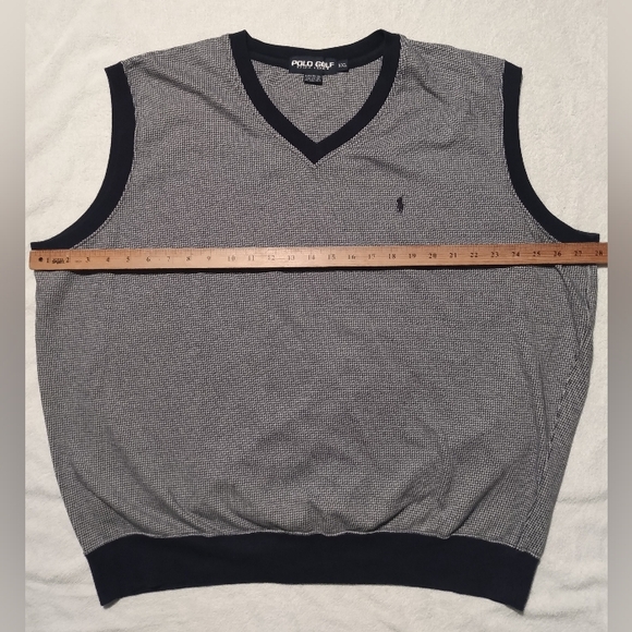 POLO GOLF Ralph Lauren Knit Houndstooth Cotton Blend Blue Pony Active Vest XXL - Picture 10 of 11